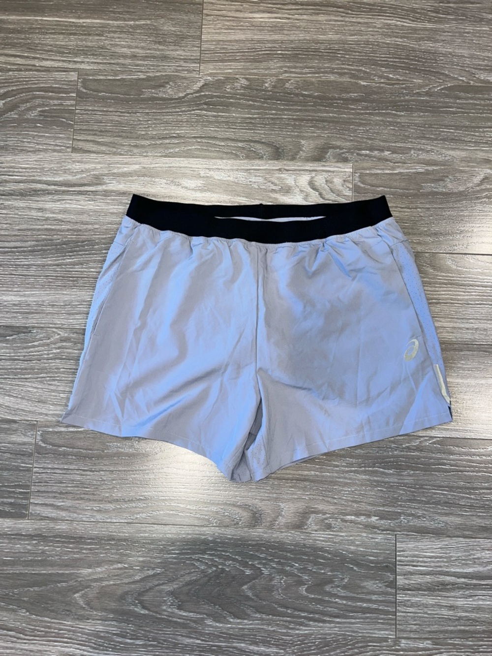 Asics Light Grey Men's Athletic Shorts with Black Waistband